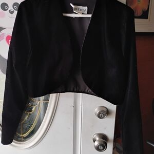 Roberta Bridal Black Velvet Cropped Bolero M